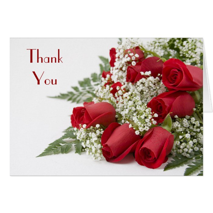 Red Roses Bouquet Thank You Card Card