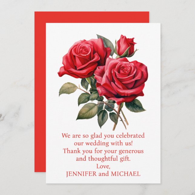 Red Roses Thank You Card (Front/Back)