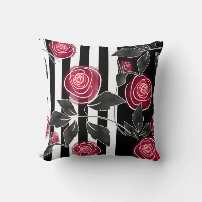 Red roses throw pillow (Front)