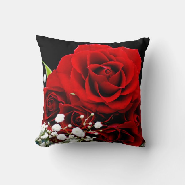 Red Roses Throw Pillow (Front)