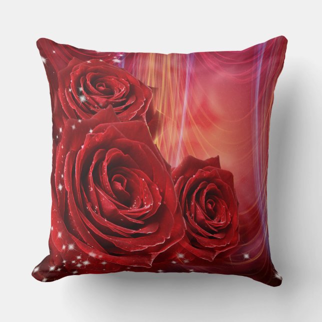Red Roses Throw Pillow (Front)