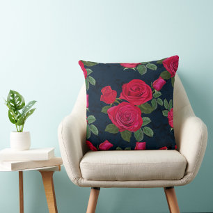 Red Roses Throw Pillow