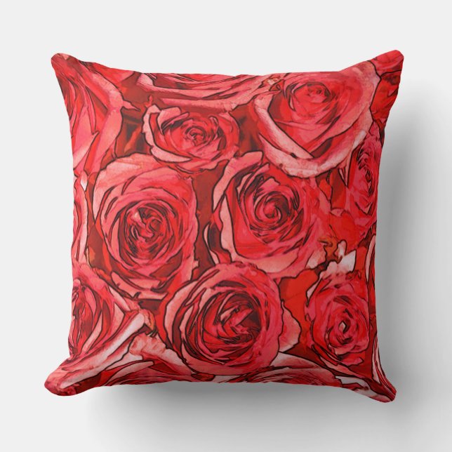 Red Roses Throw Pillow (Front)