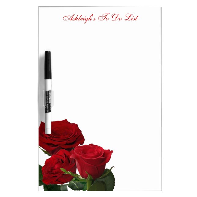 Red Roses To-Do List Dry Erase Board (Front)