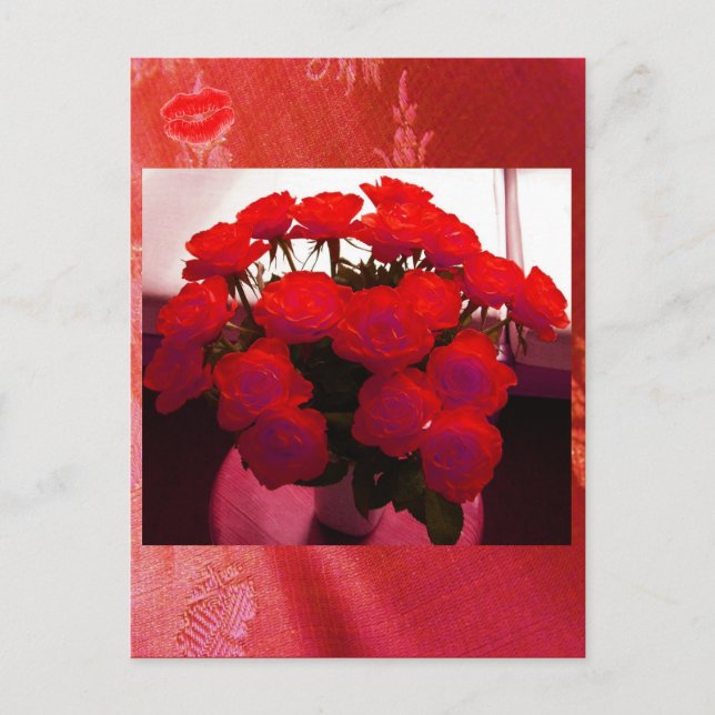 Red Roses Valentine II Postcard - Customizable (Front)