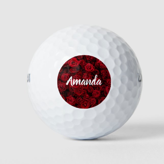 Red roses Valentine personalized romantic Golf Balls (Front)