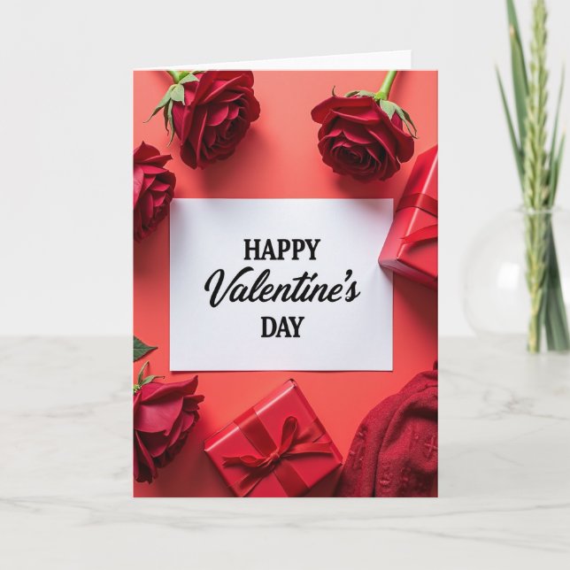Red Roses Valentines Day Card (Front)