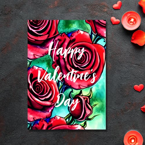 Red Roses Valentines Day Love to My Wife Holiday Card