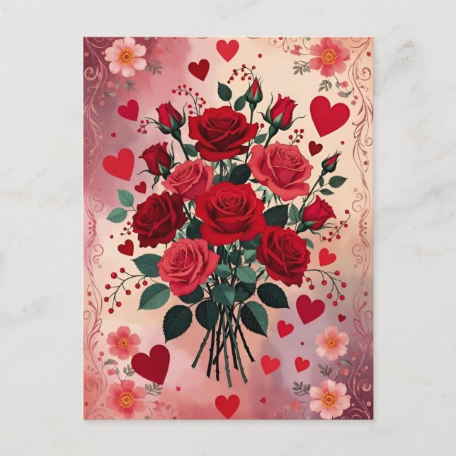 Red Roses, Valentine's Day, Postcard (Front)