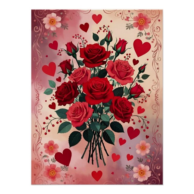 Red Roses, Valentine's Day, Poster (Front)