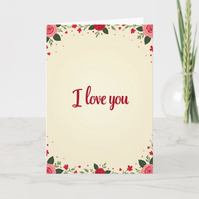 Red Roses Valentines Love Card (Front)