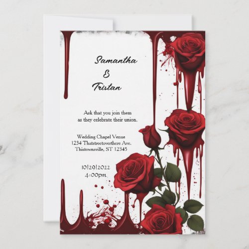 Red Roses Vampire Goth Wedding Invitation