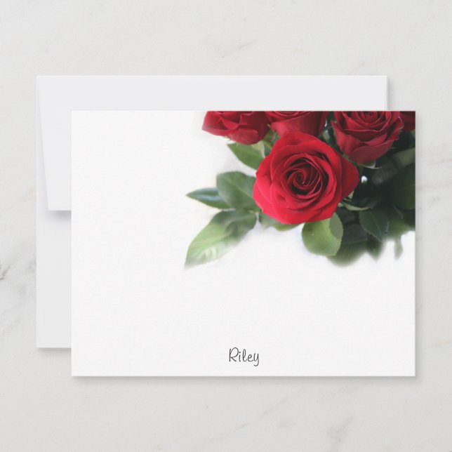 Red Roses Vignette Note Card (Front)