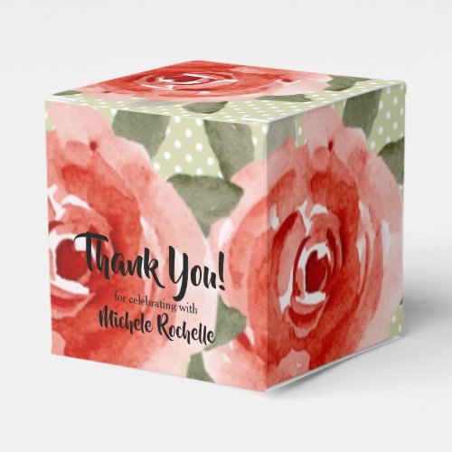 Red Roses Watercolor Floral 2 Favor Boxes