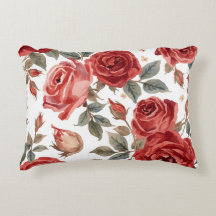 Red Roses Watercolor Floral Botanical Painted