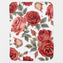Red Roses Watercolor Floral Botanical Painted
