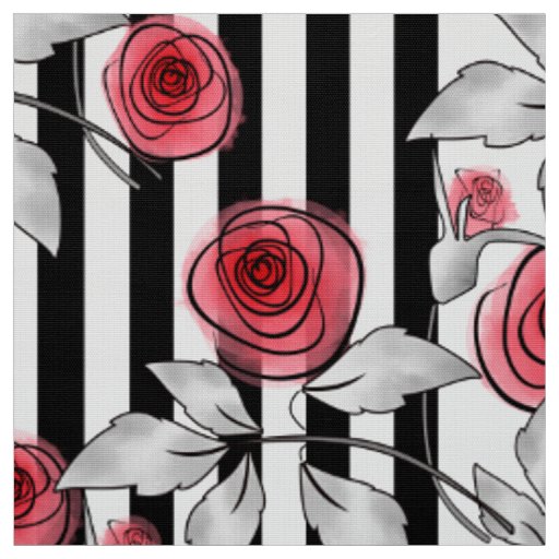 Red roses, watercolor roses fabric
