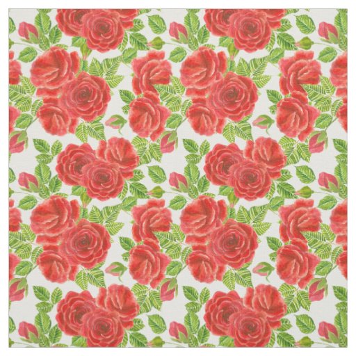 Red roses watercolor seamless pattern fabric