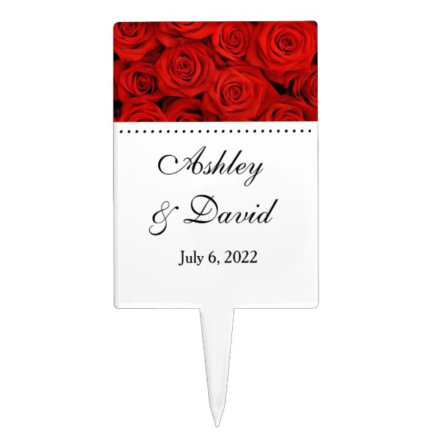 Red Roses Wedding Cake Topper (Front)