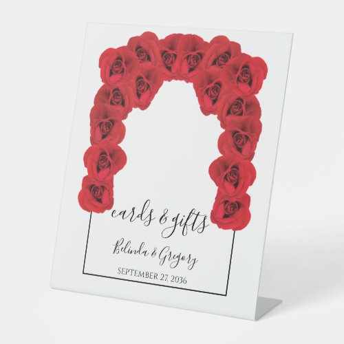 Red Roses Wedding Cards  Gifts Pedestal Sign