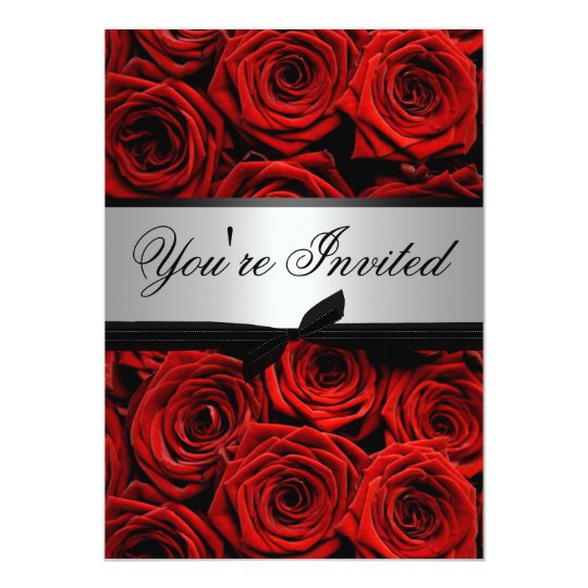red roses wedding custom invitations zazzle com size of normal chart paper