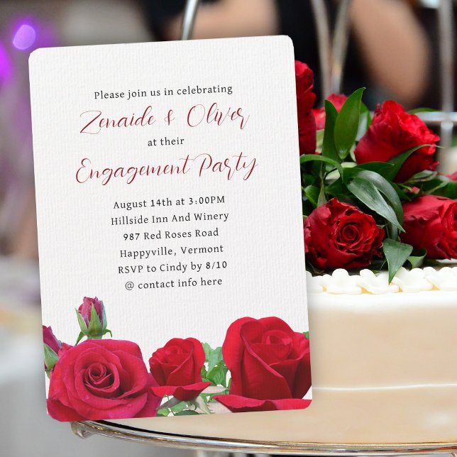 Red Roses Wedding Engagement Party Invitation (Creator Uploaded)
