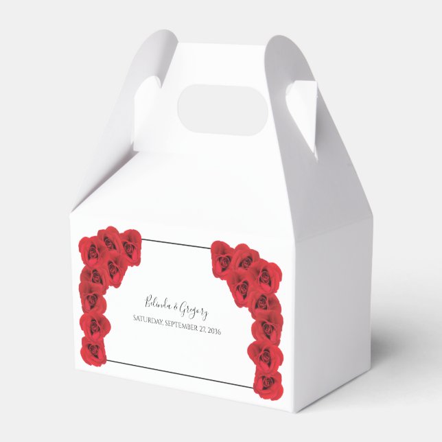 Red Roses Wedding Favor Boxes (Front Side)