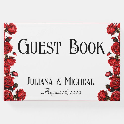Red Roses wedding Guest Book