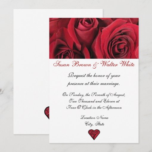 Red Roses Wedding Invitation | Zazzle