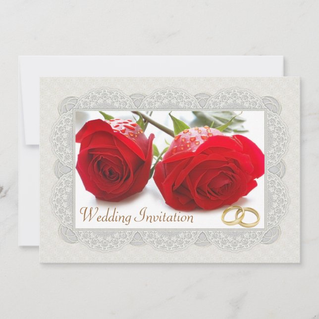 Red roses Wedding Invitation (Front)