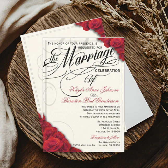 Red Roses Wedding Invitation | Zazzle