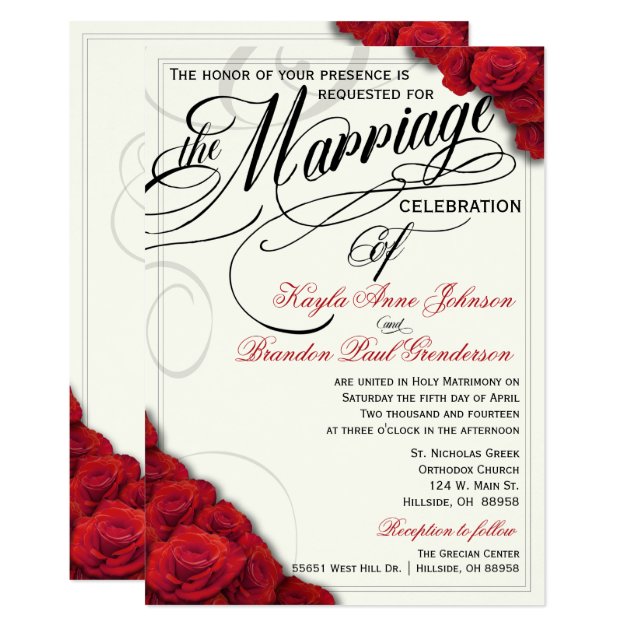 Red Roses Wedding Invitation