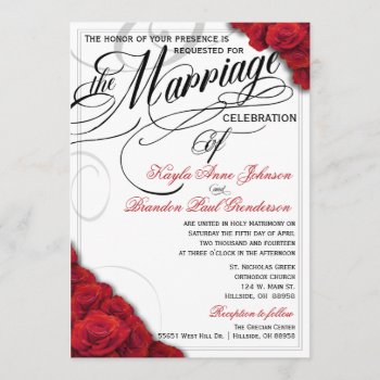 Red Roses Wedding Invitation Changeable Background by DaisyLane at Zazzle