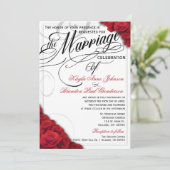 Red Roses Wedding Invitation changeable background (Standing Front)