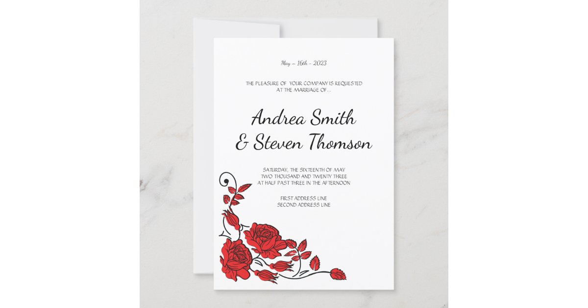 Red Roses Wedding Invitation. Floral Invitation | Zazzle