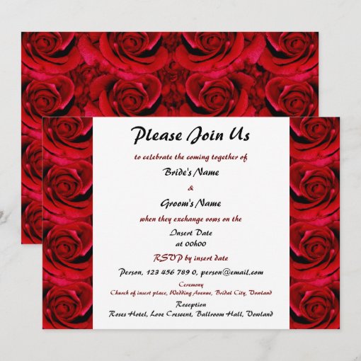 red roses wedding invitations - customizable | Zazzle