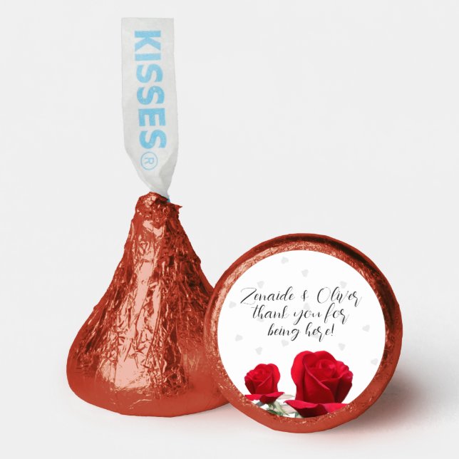 Red Roses Wedding Kisses Chocolate Favors (Front)