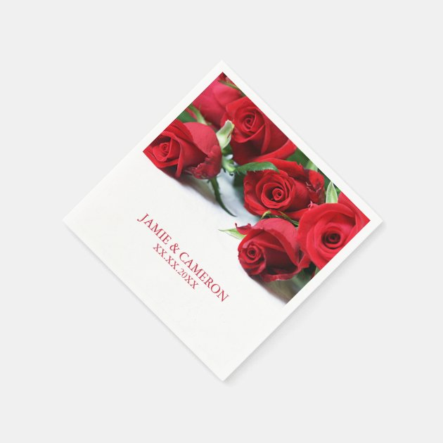 Red Roses Wedding Napkin