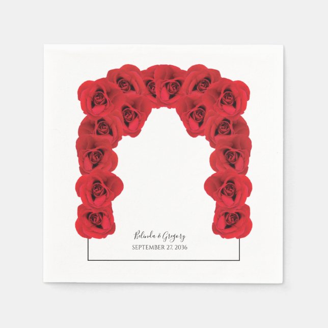 Red Roses Wedding Napkins (Front)