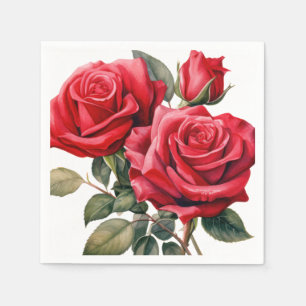 Red Roses Wedding Napkins