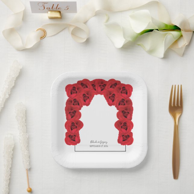 Red Roses Wedding  Paper Plates (Wedding)