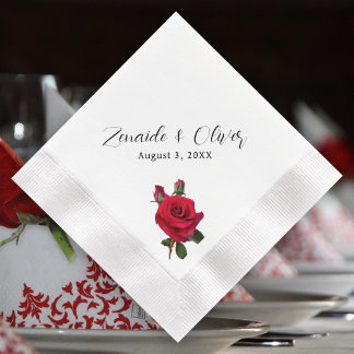 Red Roses Wedding Personalized Napkins