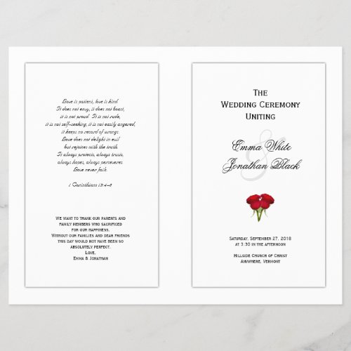 Red Roses Wedding Program Template