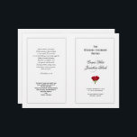 Red Roses Wedding Program Template<br><div class="desc">Red roses on black and white,  folded wedding program.  Simple design with four pages to customize with lots of text,  made for a long,  Catholic ceremony.  Christian scripture or a favorite verse can be added to the back page along with a thank you message.</div>
