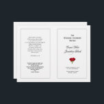 Red Roses Wedding Program Template<br><div class="desc">Red roses on black and white,  folded wedding program.  Simple design with four pages to customize with lots of text,  made for a long,  Catholic ceremony.  Christian scripture or a favorite verse can be added to the back page along with a thank you message.</div>