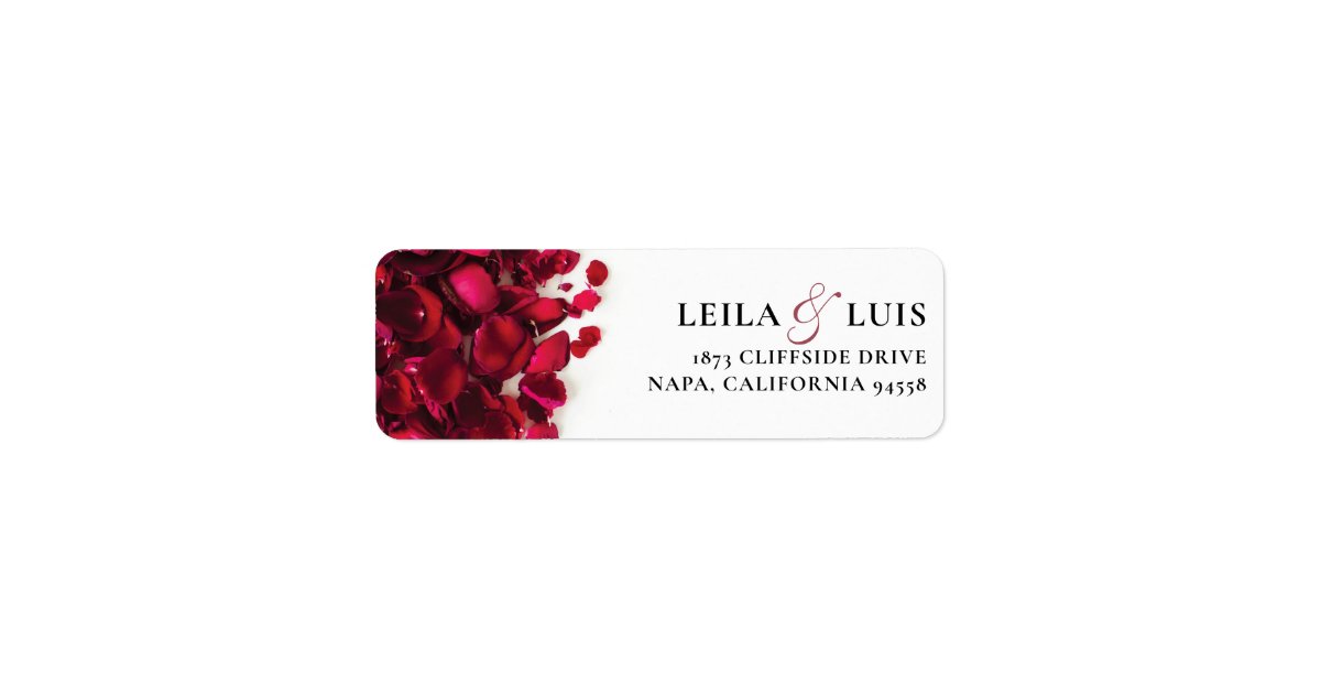 Red Roses Wedding Return Address Label Zazzle