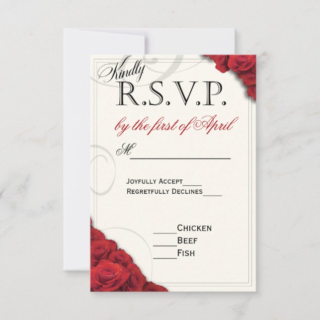 Red Roses Wedding RSVP (Front)