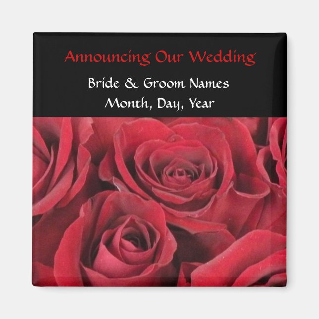 Red Roses Wedding Save the Date Magnet (Front)