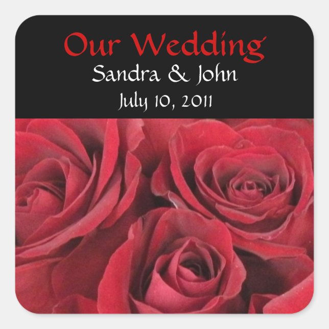 Red Roses Wedding Stickers (Front)