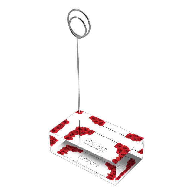 Red Roses Wedding Table Number Place Card Holder (Corner)